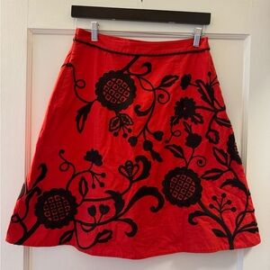 Anthropologie Lithe size 4 orange embroidered skirt